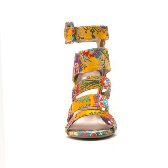 🎀Last ,7💗 Floral Brocade Caged Chunky Heel - Picture 5 of 7